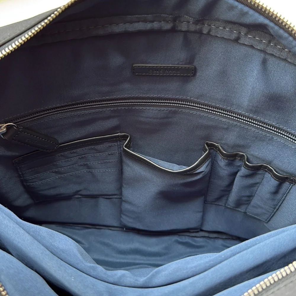Cole Haan Black Leather Trim Messenger Bag